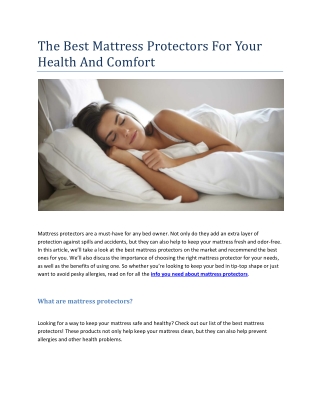 The Best Mattress Protectors For Your Health And Comfort( 19-10-2022) 348383838, SKKKFKK, TUEWUQQ