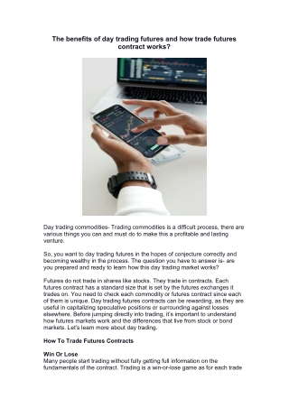 The benefits of day trading futures and how trade futures contract works