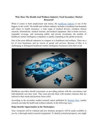 Why does the health and wellness industry need secondary market research.