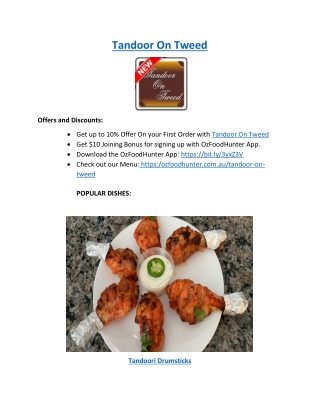Upto 10% offer - Order now From Tandoor On Tweed Menu