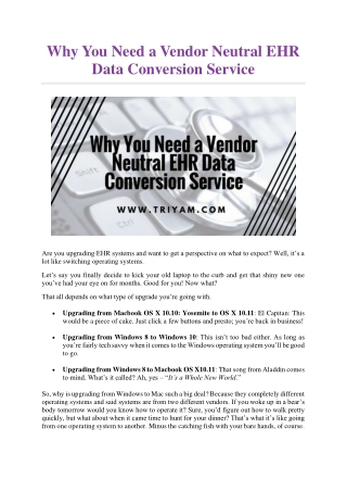 Why You Need a Vendor Neutral EHR Data Conversion Service