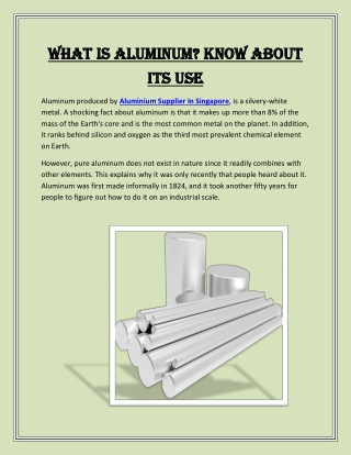 What is aluminum? Know about its use