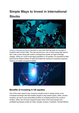 Simple Ways to Invest in International Stocks