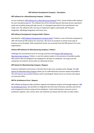 ERP Software Development Company