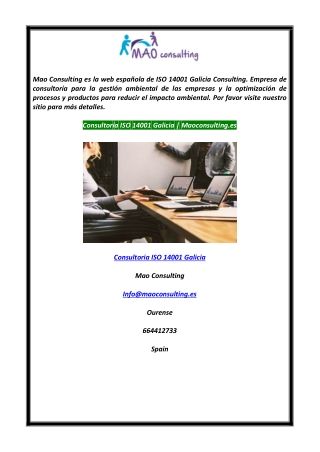 Consultoría ISO 14001 Galicias  Maoconsulting.es