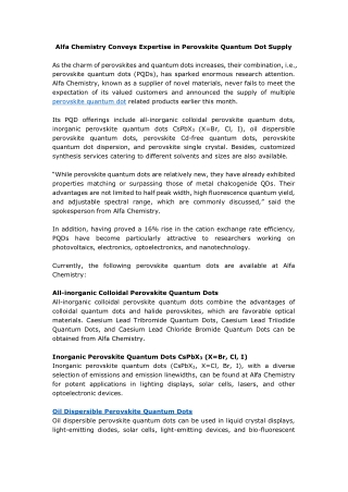 Perovskites Quantum Dots Supply