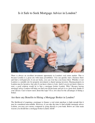 Is it Safe to Seek Mortgage Advice in London