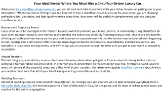 Four Ideal Events Where You Must Hire a Chauffeur-Driven Luxury Car
