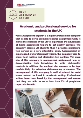 Academic and professional service for students in the UK