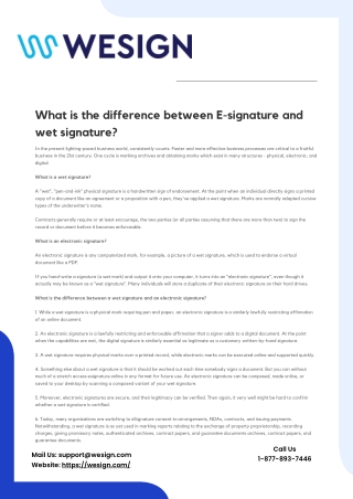 What is the difference between E-signature and wet signature?