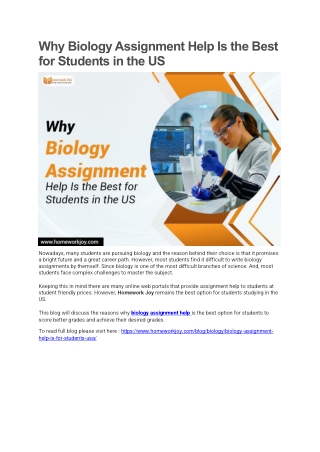 Why Biology Assignment Help Is the Best for Students in the US