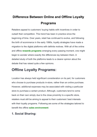 Difference Between Online and Offline Loyalty Programs