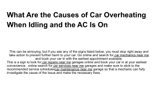 What Are the Causes of Car Overheating When Idling and the AC Is On