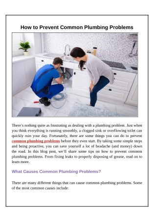 How to Prevent Common Plumbing Problems