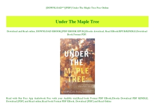 [DOWNLOAD^^][PDF] Under The Maple Tree Free Online