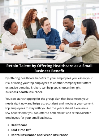 Retain Talent by Offering Healthcare as a Small Business Benefit