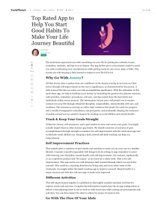 Top Rated App to Help You Start Good Habits To Make Your Life Journey Beautiful