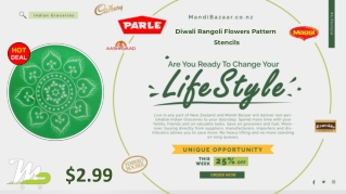 Diwali Rangoli Flowers Pattern Stencils - Mandi Bazaar