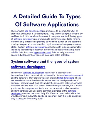 A Detailed Guide To Types Of Software Applications