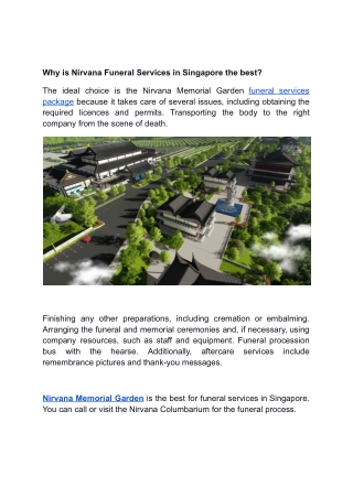 Why is Nirvana Funeral Services in Singapore the best