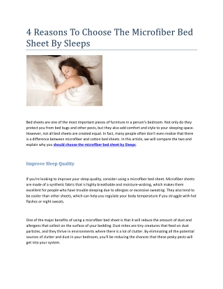 4 Reasons To Choose The Microfiber Bed Sheet By Sleeps( 19-10-2022) 3338383, HLFKRKKRKGKRKGK, YPRPRPEPEEPWEP