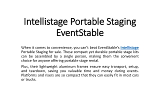 Intellistage Portable Staging - EventStable