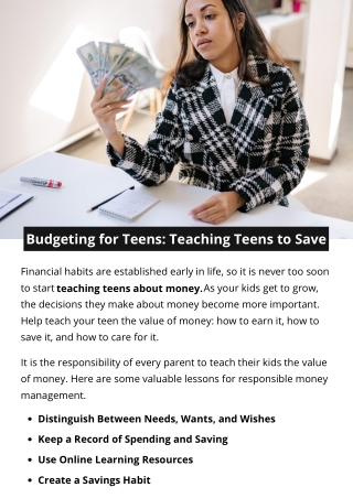 Budgeting for Teens: Teaching Teens to Save