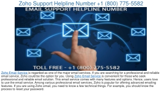Zoho  1(800) 775-5582 Customer Support