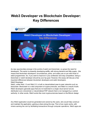 Web3 Developer vs Blockchain Developer : Key Differences