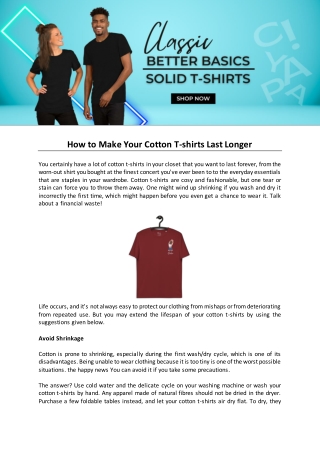 How to Make Your Cotton T shirts Last Longer