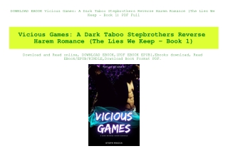 DOWNLOAD EBOOK Vicious Games A Dark Taboo Stepbrothers Reverse Harem Romance (The Lies We Keep - Book 1) PDF Full
