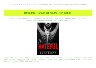[F.R.E.E D.O.W.N.L.O.A.D R.E.A.D] Hateful (Wicked West Rejects) PDF EBOOK DOWNLOAD