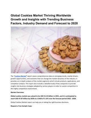 Global Cookies Market Thriving Worldwide Growth and Insights.