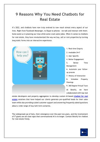 9 Reasons Why You Need Chatbots for Real Estate