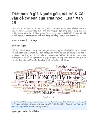 Triết học là gì? Những vấn đề cơ bản của triết học | Luận Văn 2S