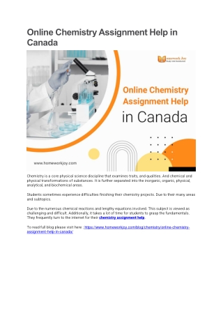 Online Chemistry Assignment Help in Canada