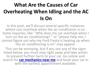 What Are the Causes of Car Overheating When Idling and the AC Is On