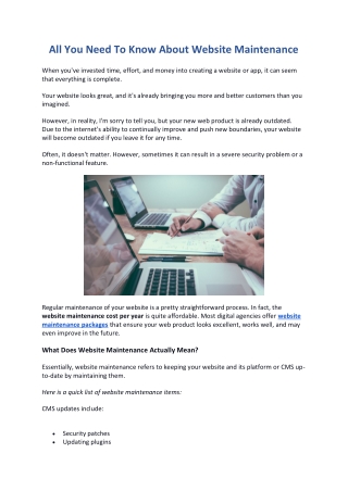 All You Need To Know About Website Maintenance