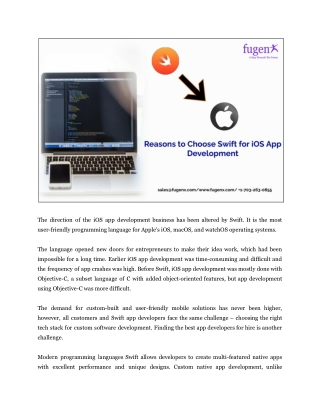 Reasons to Choose Swift for iOS App Development