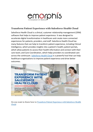 Transform Patient Experience with Salesforce Health Cloud