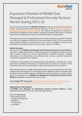 Expansive Potential of Middle East Managed & Professional Security Services Market During 2021-26.docx