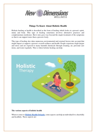 Things To Know About Holistic Health