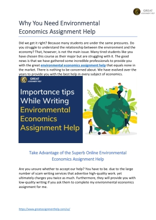 Why You Need Environmental Economics Assignment Help