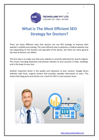 What is the most efficient SEO strategy for doctors