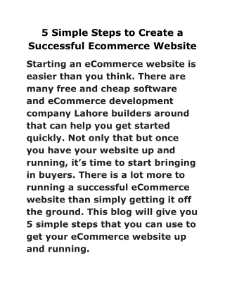 5 Simple Steps to Create a Successful Ecommerce Website