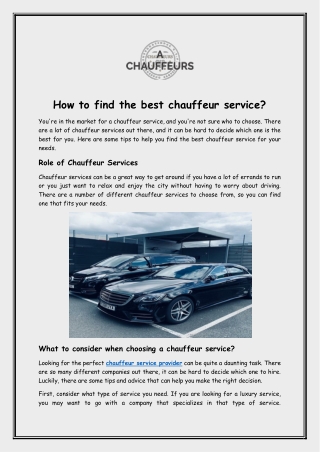 How to find the best chauffeur service