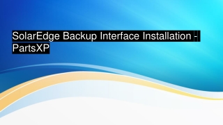 SolarEdge Backup Interface Installation