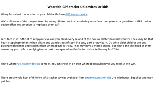 Wearable GPS tracker UK devices for kids