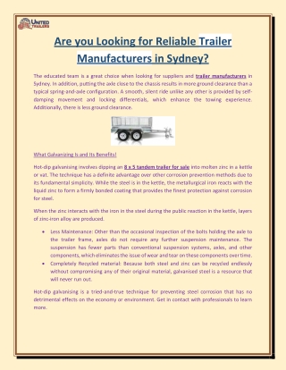 Are you Looking for Reliable Trailer Manufacturers in Sydney