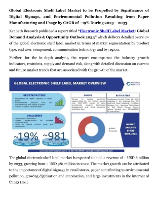 Global Electronic Shelf Label Market Press Release